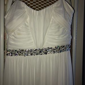 Strapless White Diamond Belt Dress
